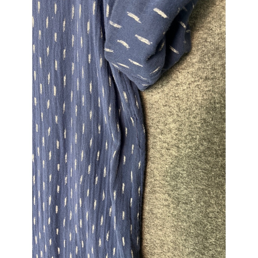 Faherty Blue Organic Cotton Midi Shift Dress Ikat M Gauzy Travel Coastal Natural - Picture 14 of 16